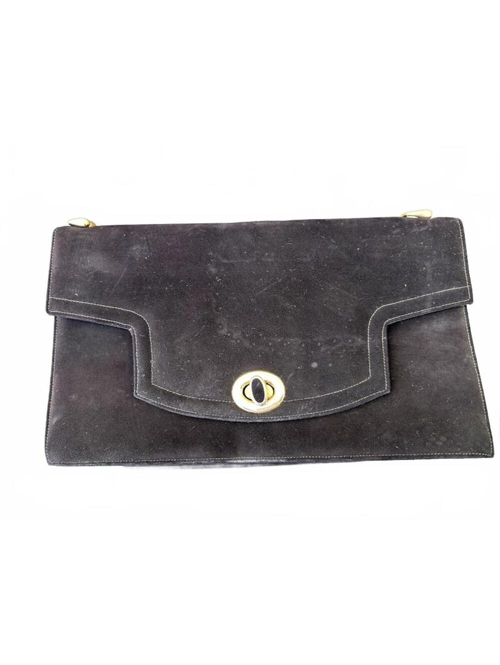 Frenchy of California Black Suede Clutch 13”